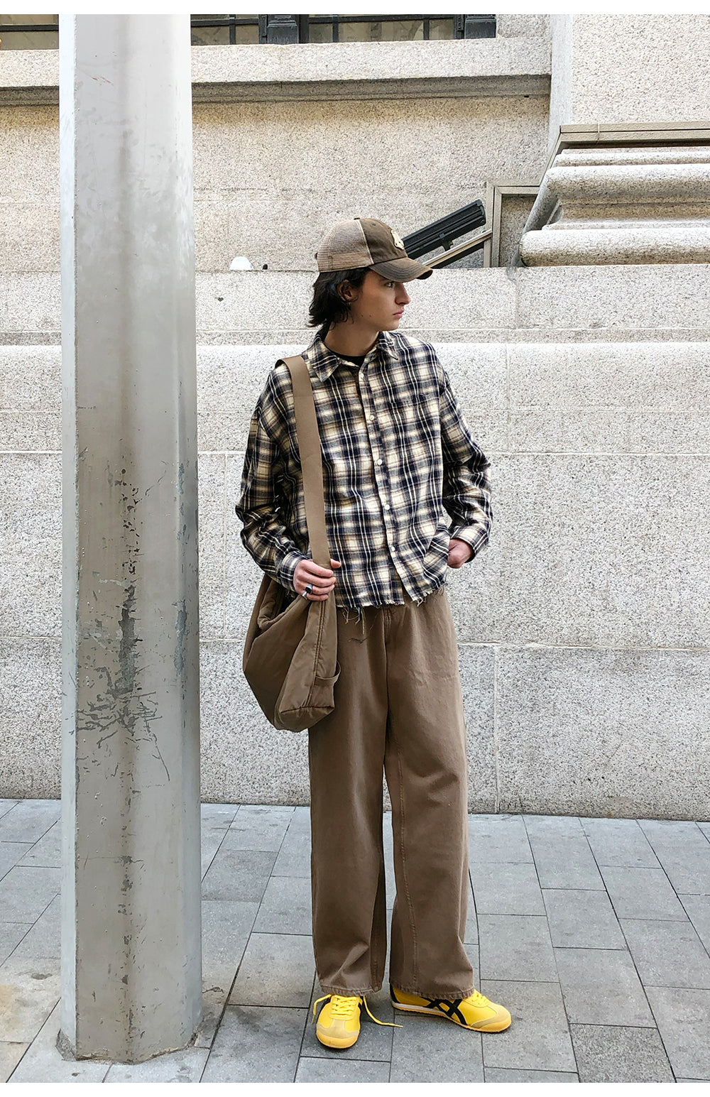 Distressed Long Sleeve Check Shirt