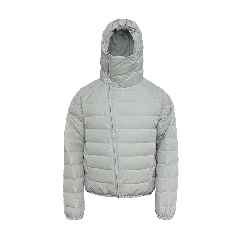 Ribbed Hooded Short Down Jacket