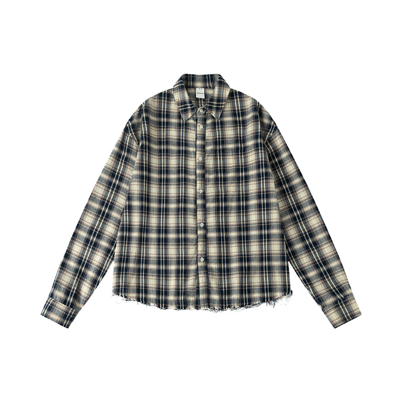 Distressed Long Sleeve Check Shirt