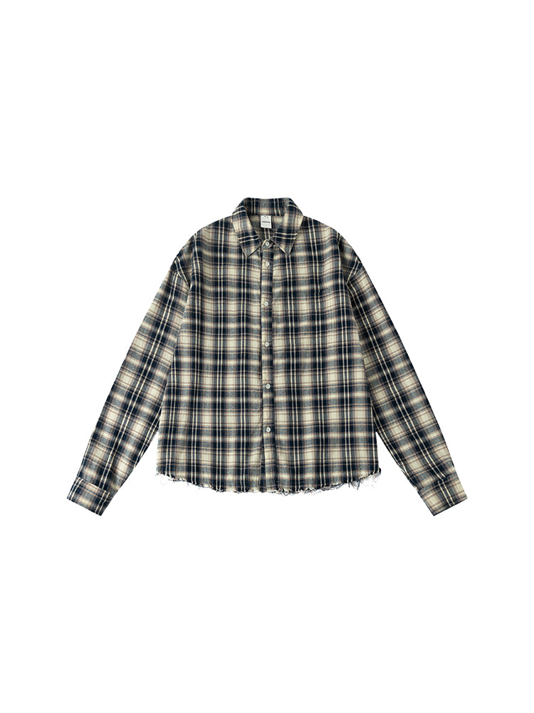 Distressed Long Sleeve Check Shirt