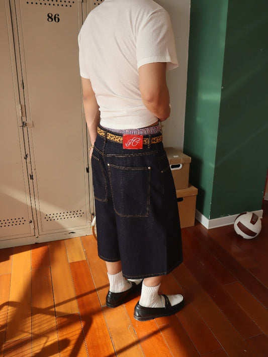 Relaxed Cropped Raw Denim Shorts