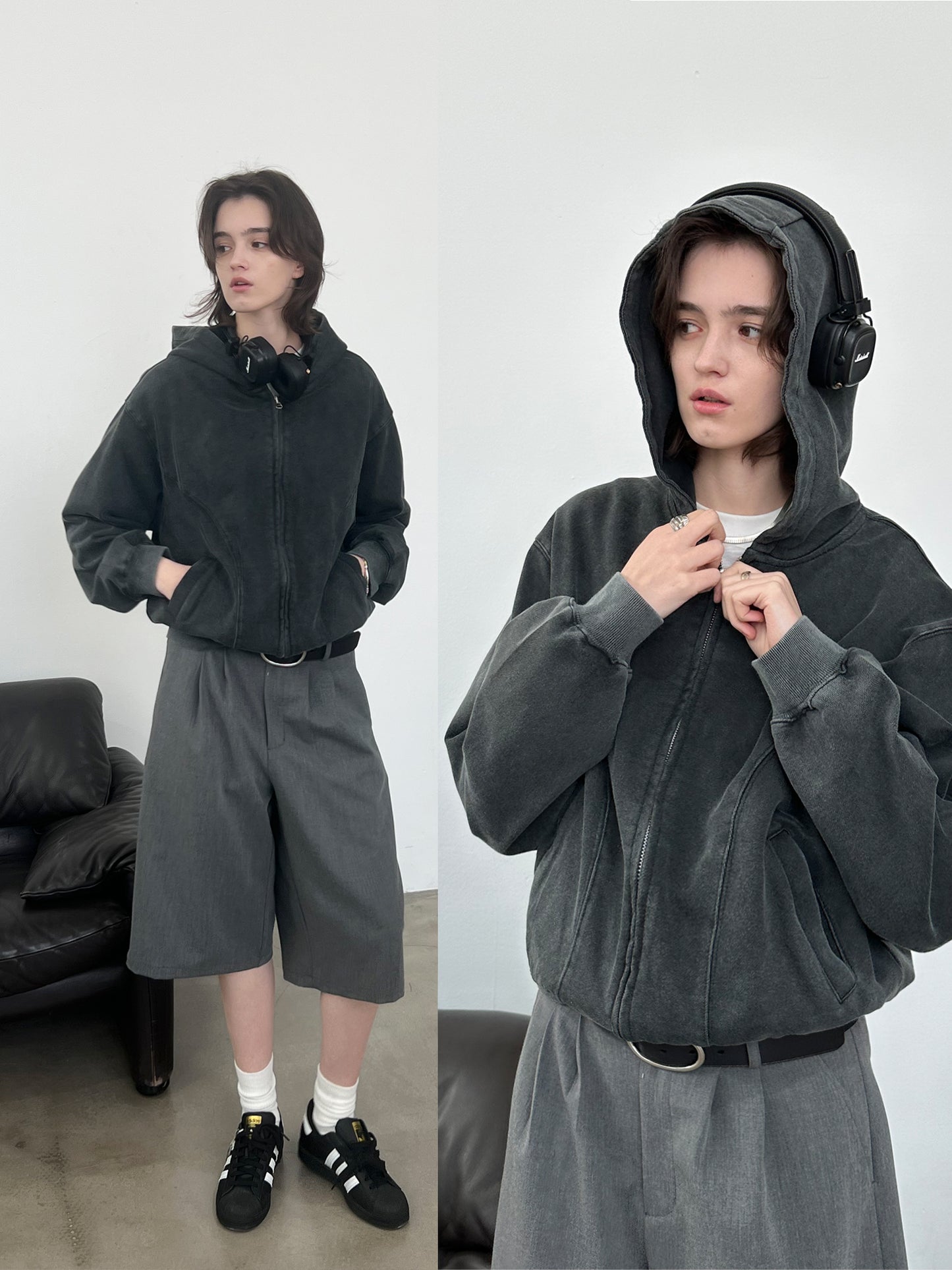 Vintage Washed Zip Hoodie