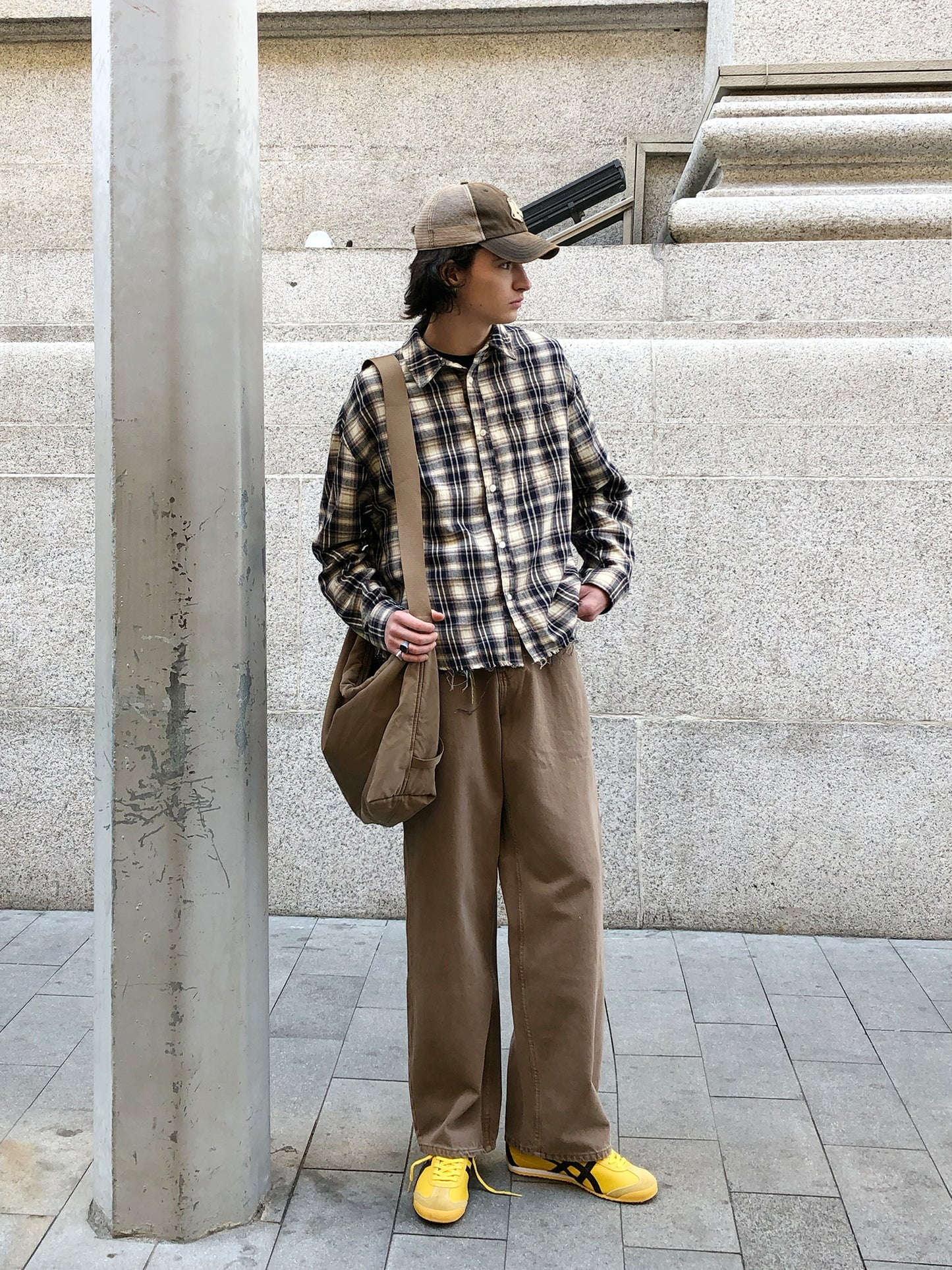 Distressed Long Sleeve Check Shirt