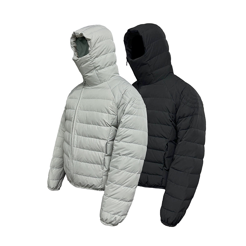 Ribbed Hooded Short Down Jacket