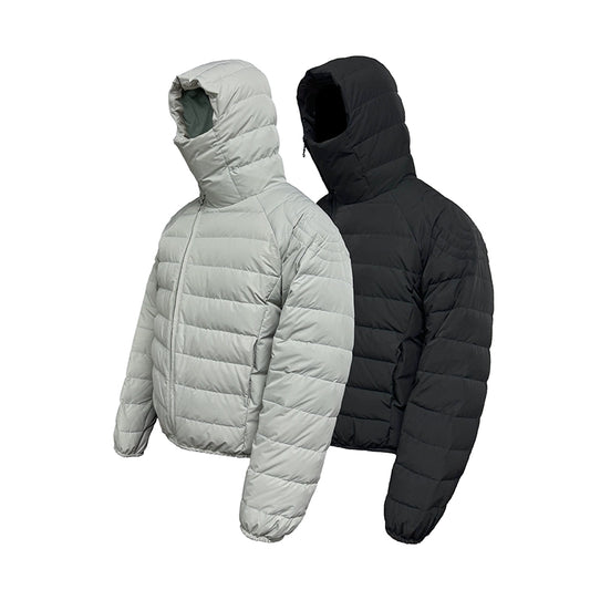 Ribbed Hooded Short Down Jacket