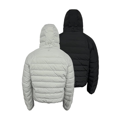 Ribbed Hooded Short Down Jacket