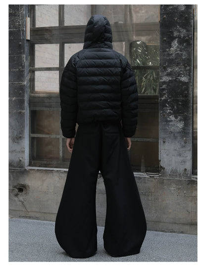 Ribbed Hooded Short Down Jacket