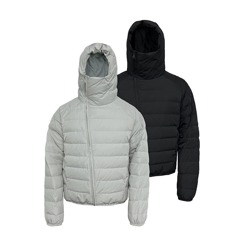 Ribbed Hooded Short Down Jacket