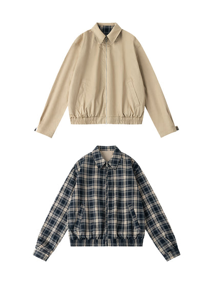Reversible Vintage Check Harrington Jacket