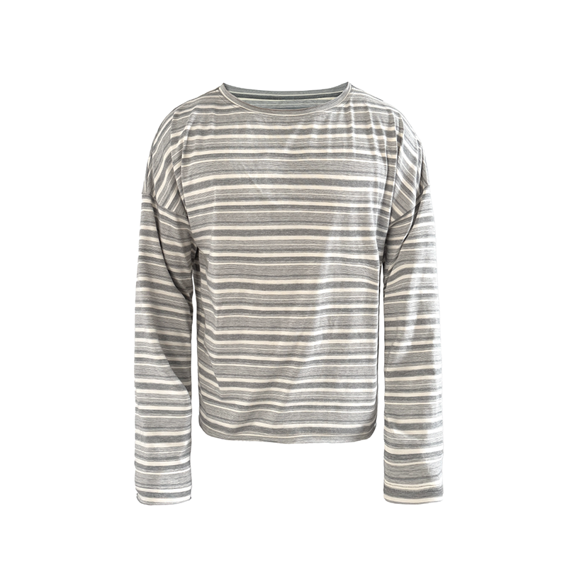 Drop-Shoulder Striped Long Sleeve Tee