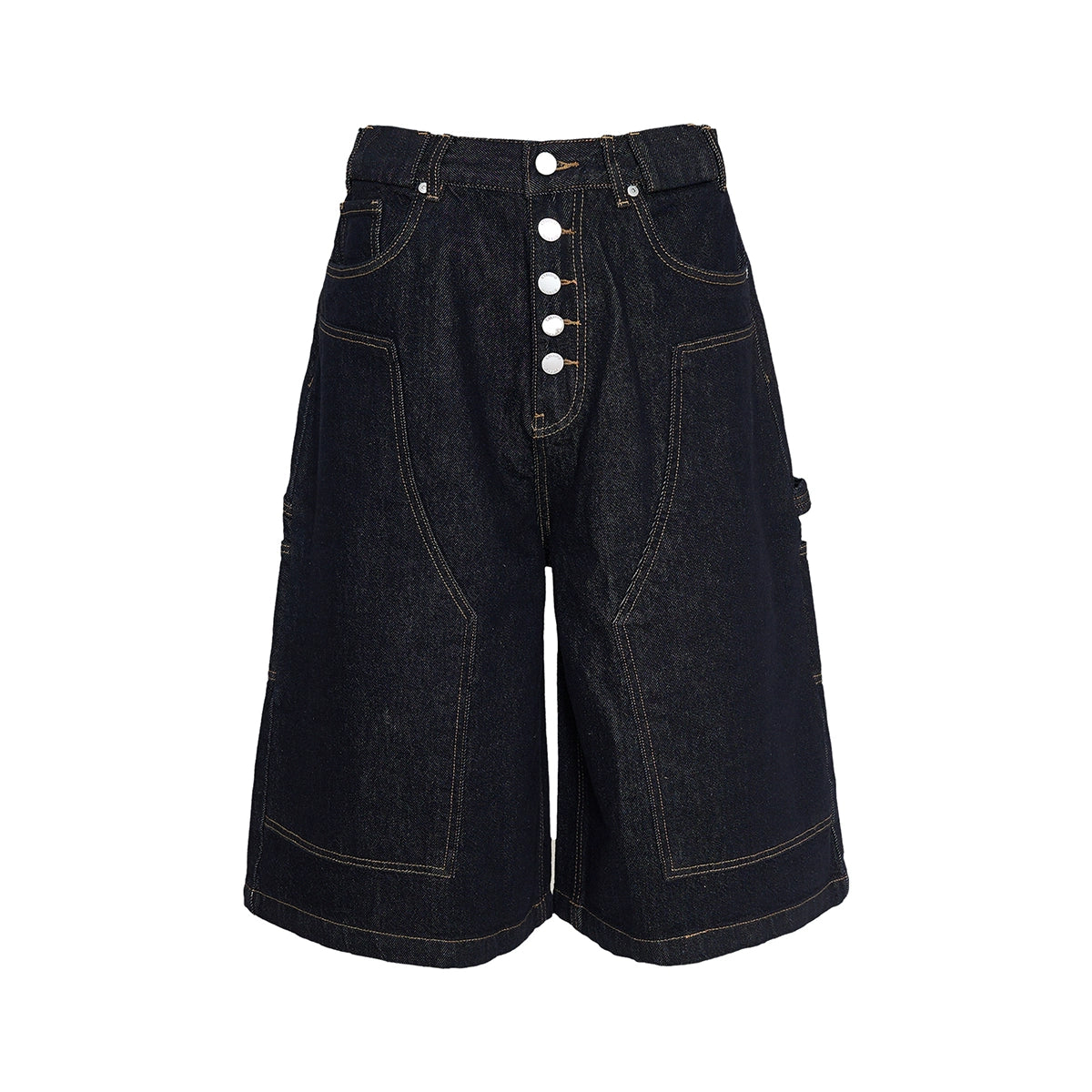 Cinch-Back Denim Shorts