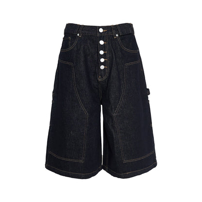 Cinch-Back Denim Shorts