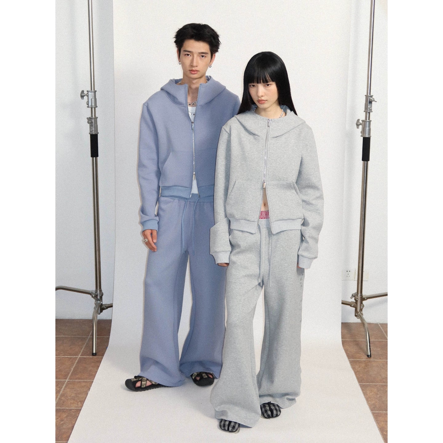 Cropped Scuba Zip Hoodie with Horns & Print