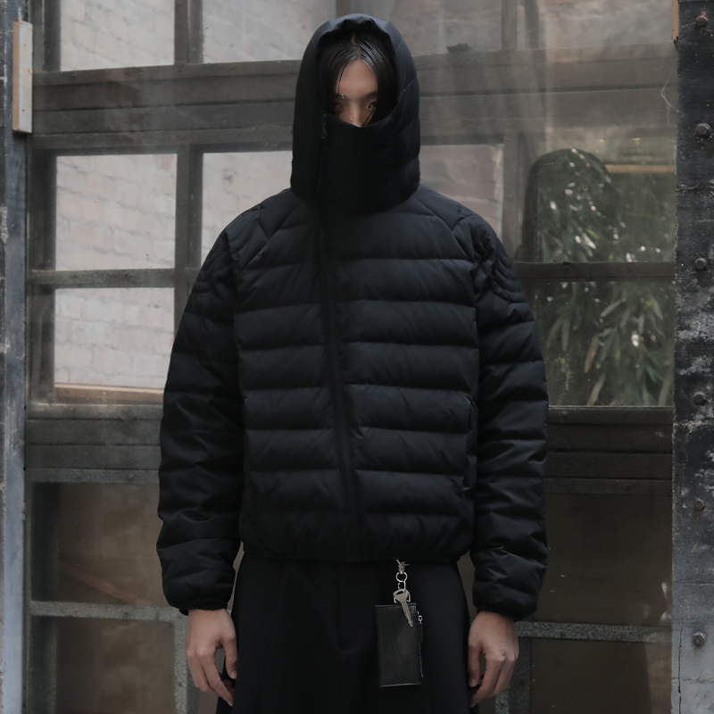 Ribbed Hooded Short Down Jacket