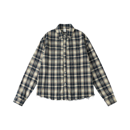 Distressed Long Sleeve Check Shirt