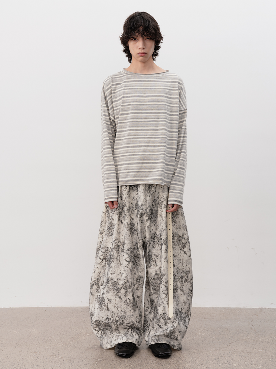 Drop-Shoulder Striped Long Sleeve Tee