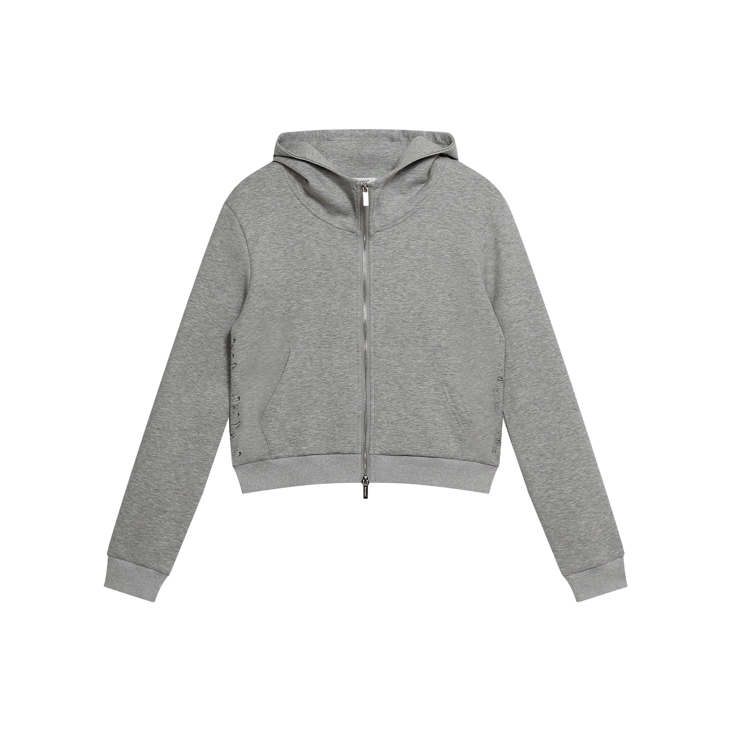 Cropped Scuba Zip Hoodie with Horns & Print