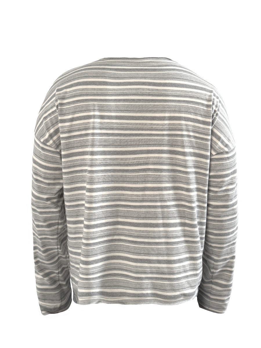 Drop-Shoulder Striped Long Sleeve Tee