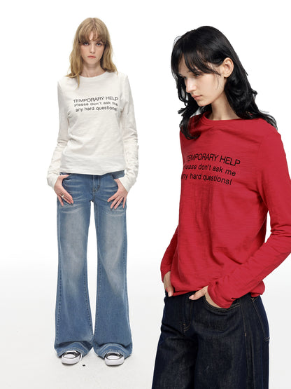 Slub Cotton Printed Long Sleeve Tee