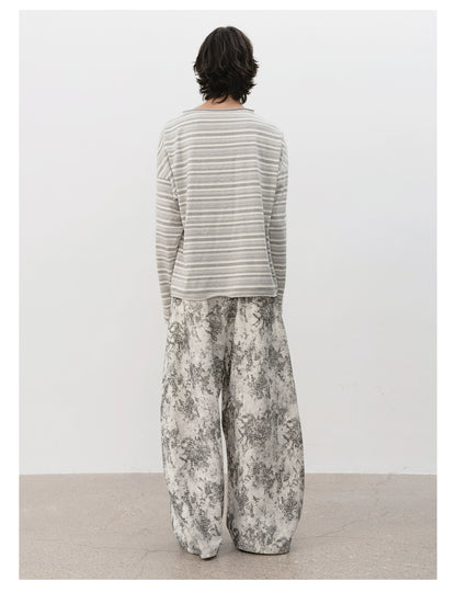 Drop-Shoulder Striped Long Sleeve Tee