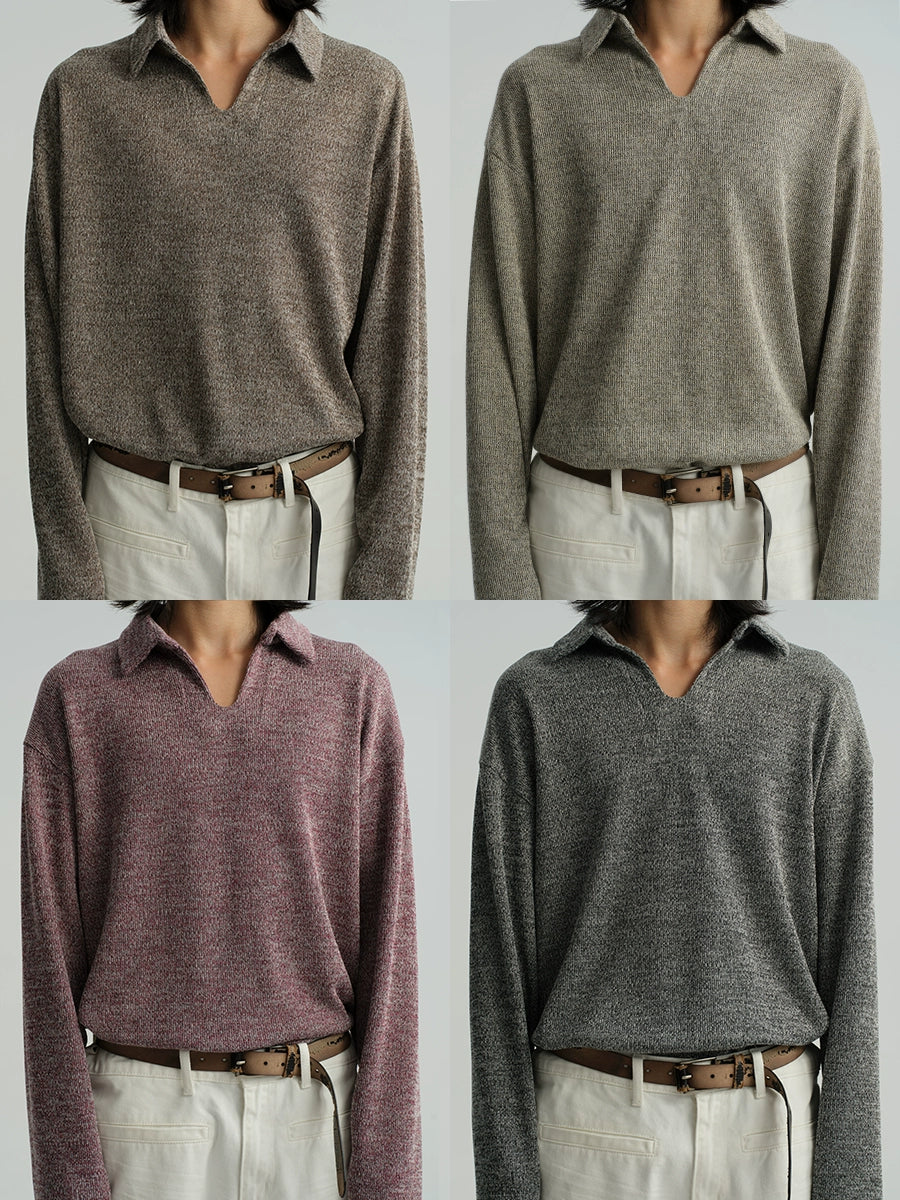 WHEAT SLEEVE Textured V-Neck Sweater