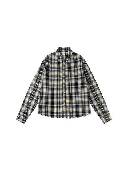 Distressed Long Sleeve Check Shirt