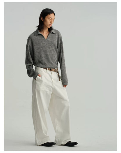 WHEAT SLEEVE Textured V-Neck Sweater