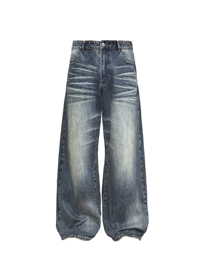 WASHED DENIMS Blue-Gray "Flash" Whiskering Denim