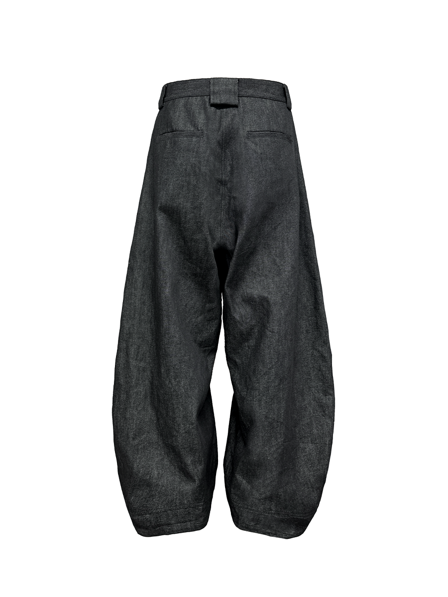 Low-Rise Pleated Raw Denim