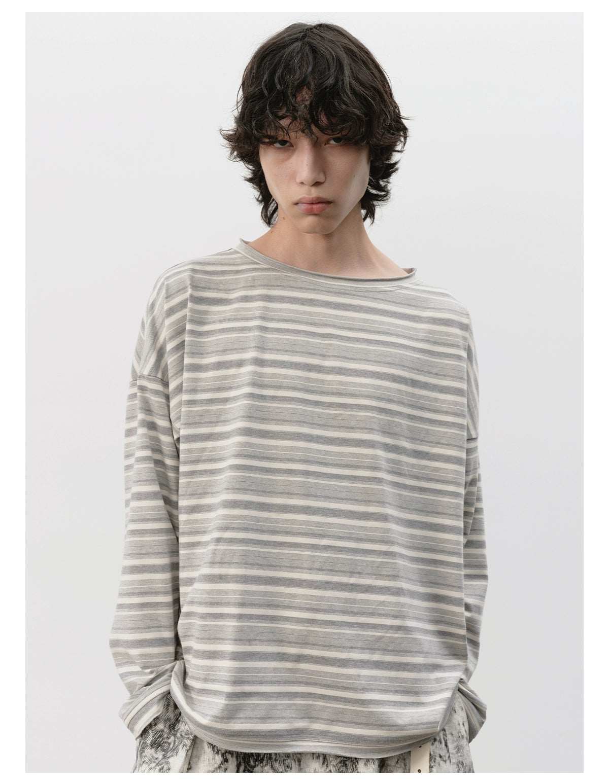 Drop-Shoulder Striped Long Sleeve Tee