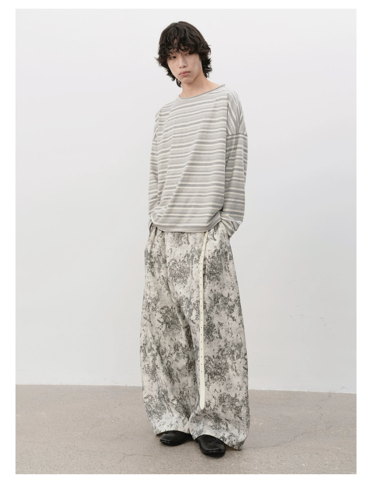 Drop-Shoulder Striped Long Sleeve Tee