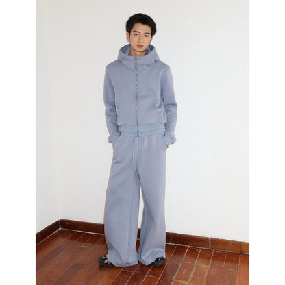 Cropped Scuba Zip Hoodie with Horns & Print