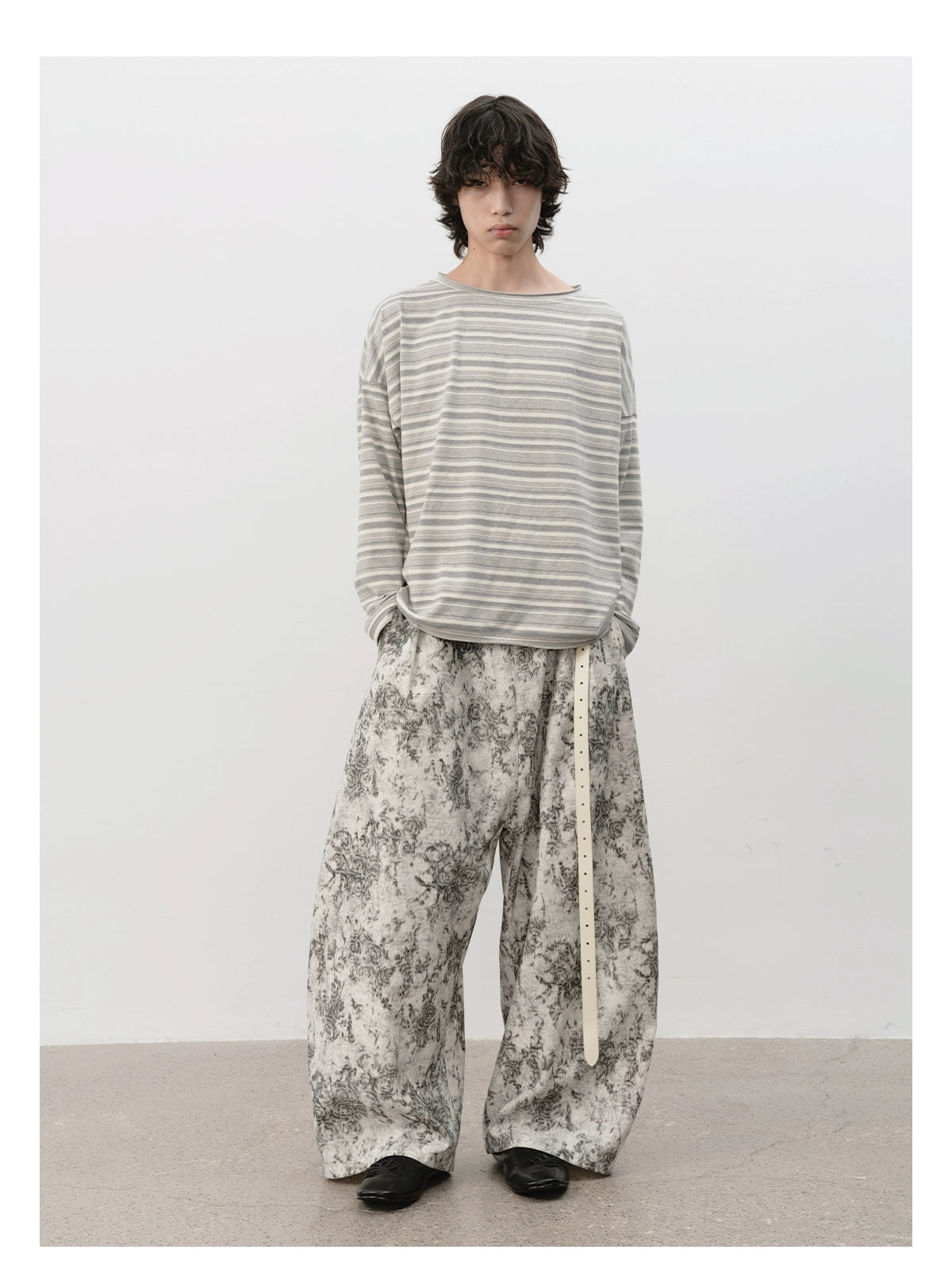 Drop-Shoulder Striped Long Sleeve Tee