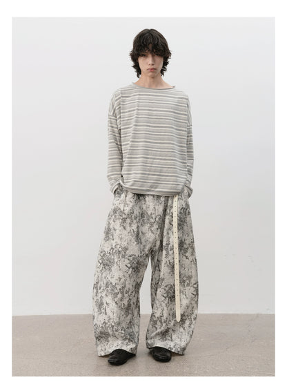 Drop-Shoulder Striped Long Sleeve Tee