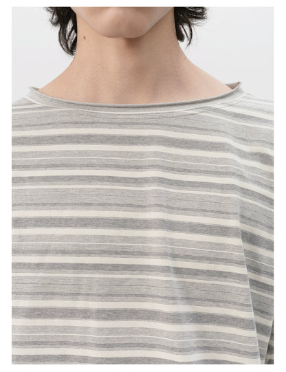 Drop-Shoulder Striped Long Sleeve Tee