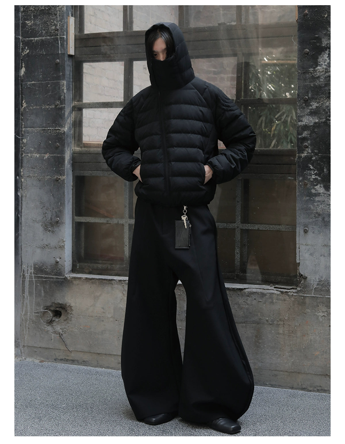 Ribbed Hooded Short Down Jacket