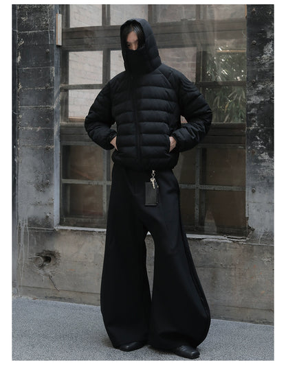 Ribbed Hooded Short Down Jacket