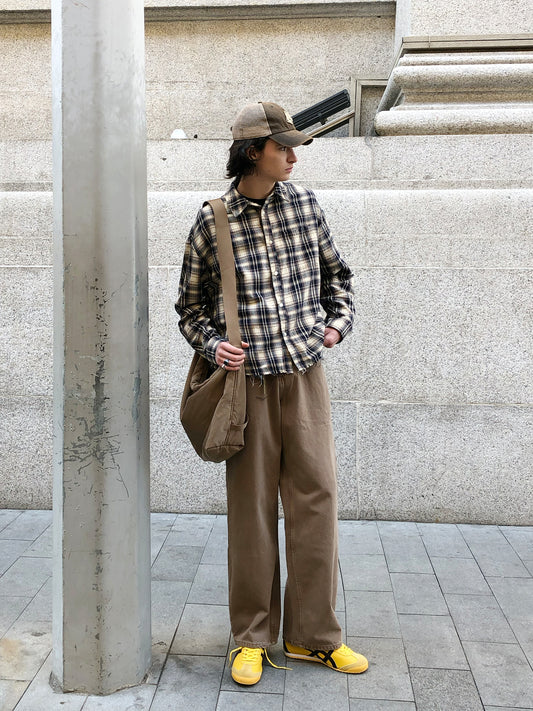 Distressed Long Sleeve Check Shirt