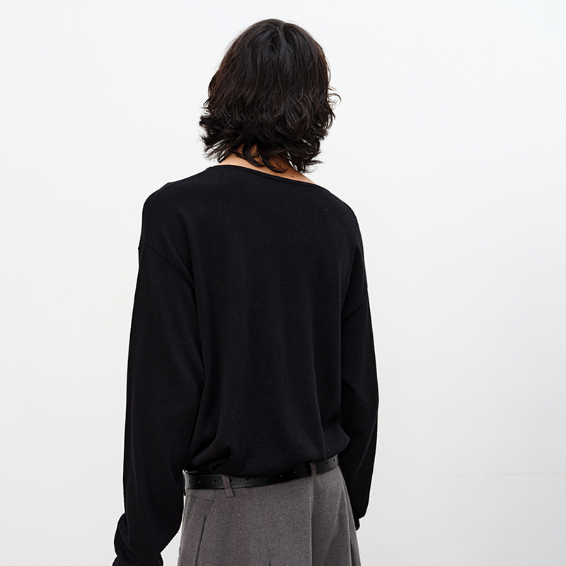 Drop Shoulder Jacquard Dog Knit Sweater