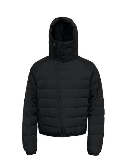 Ribbed Hooded Short Down Jacket