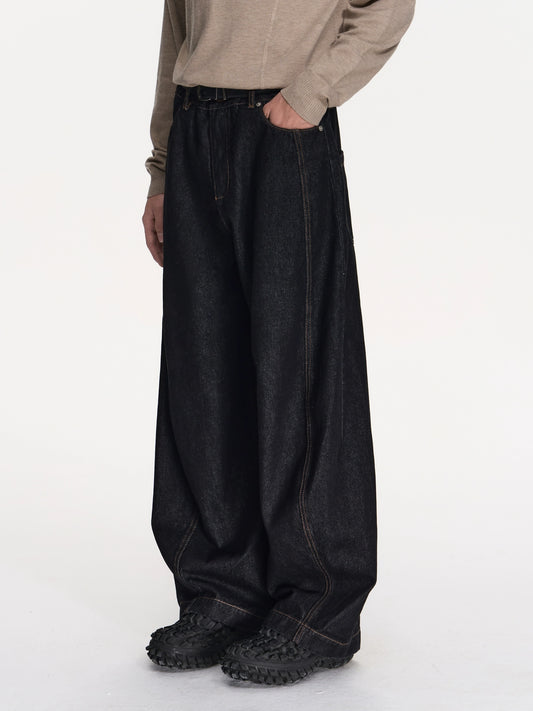 Wide-Leg Raw Denim
