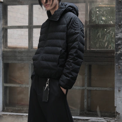 Ribbed Hooded Short Down Jacket