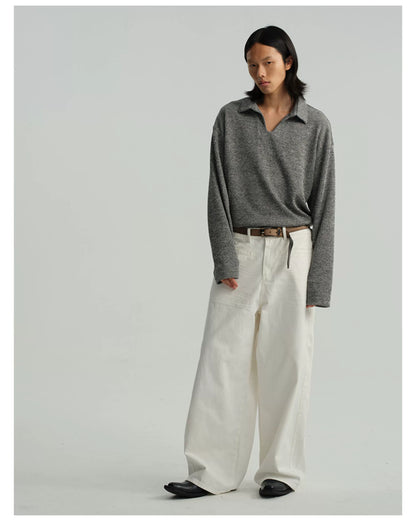 WHEAT SLEEVE Textured V-Neck Sweater