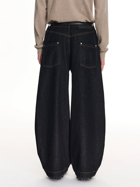 Wide-Leg Raw Denim